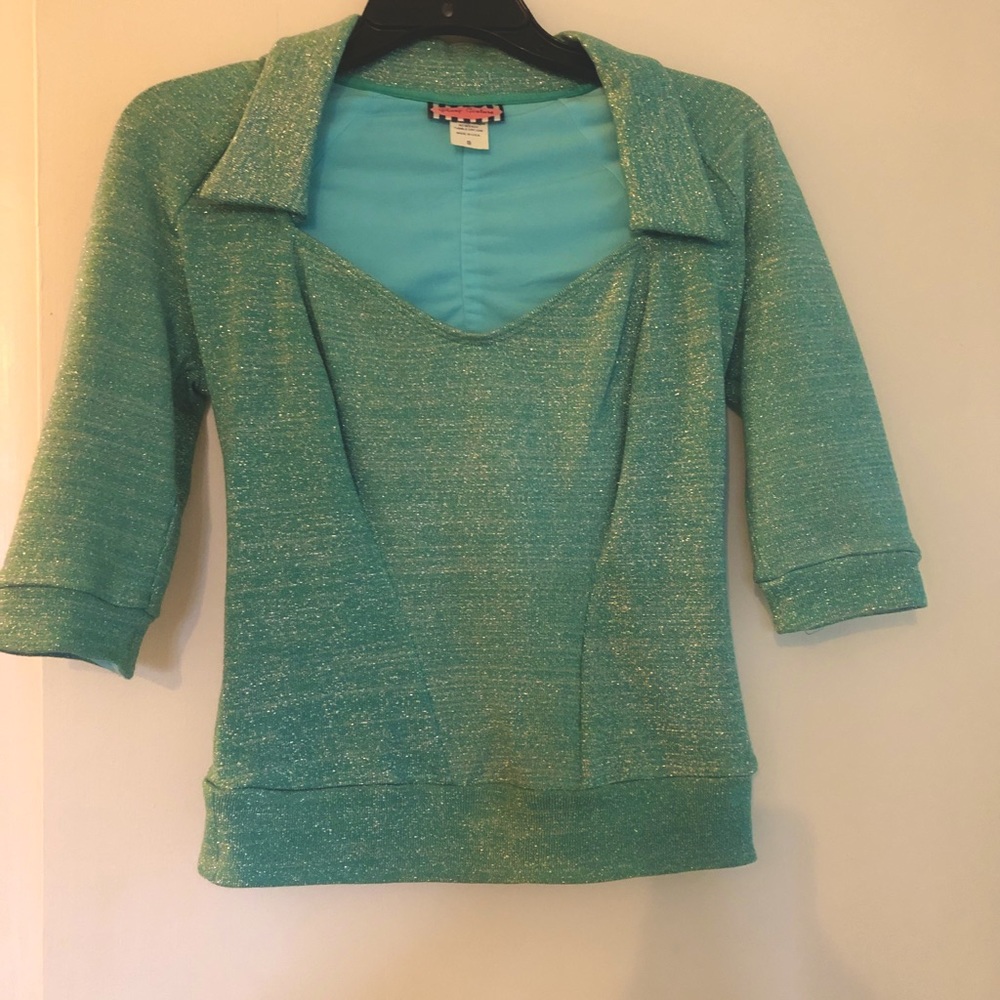 🦄Rare-Pinup Couture Lurex Glittery Top